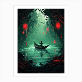 Boat In A Cave Art Print