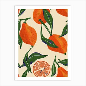 Citrus Fruit On A Branch Pattern 1 Art Print