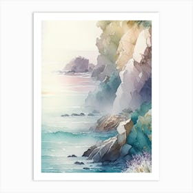Coastal Cliffs And Rocky Shores Waterscape Gouache 2 Art Print