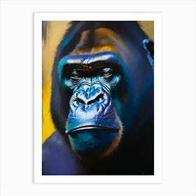 Gorilla With Confused Face Gorillas Bright Neon 2 Art Print