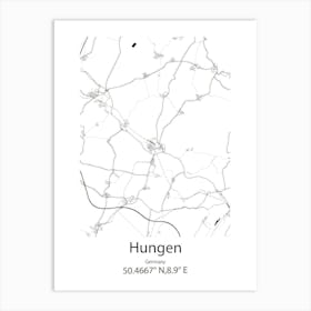 Hungen,Germany Minimalist Map Art Print