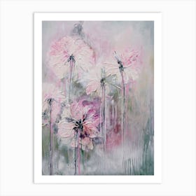 Soft Pink And Green Flower Painting Art Print