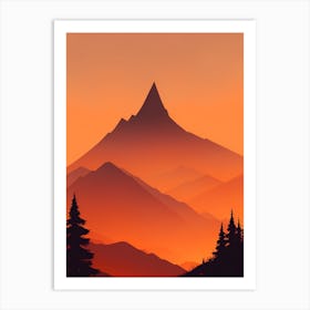 Misty Mountains Vertical Composition In Orange Tone 247 Art Print
