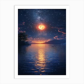 Moon And Stars 20 Art Print