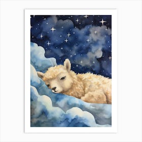 Baby Alpaca 2 Sleeping In The Clouds Art Print