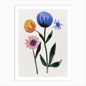 Painted Florals Globe Amaranth 2 Art Print