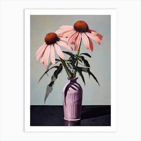 Bouquet Of Purple Coneflower Flowers, Autumn Fall Florals Painting 2 Art Print