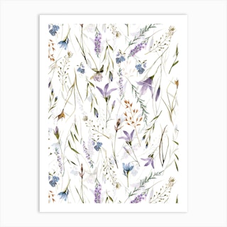 Scandinavian Midsummer Wildflowers And Grasses Meadow Art Print