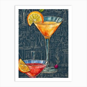 Watercolor Cocktail Painting 1 Art Print