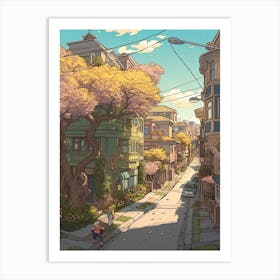 Springtime San Francisco Studio Ghibli Style 2 Art Print