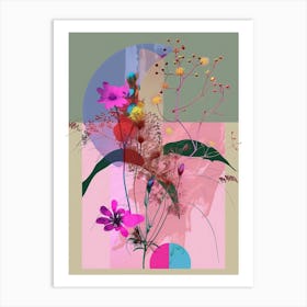 Gypsophila 2 Neon Flower Collage Art Print