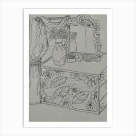 Pen drawing shabby chic look Art Print