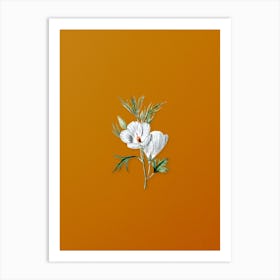 Vintage Lilac Hibiscus Flower Branch Botanical on Sunset Orange n.0534 Art Print