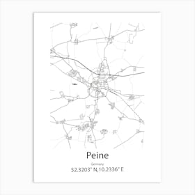 Peine,Germany Minimalist Map Art Print