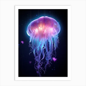Lions Mane Jellyfish Neon Illustration 7 Art Print