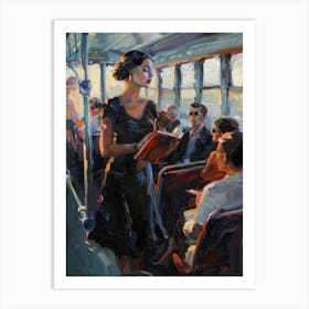 Woman On A Bus Art Print