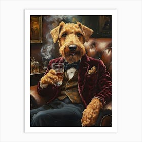 Classy Airedale At The Bar 17 Art Print