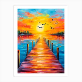 Sunset On The Dock Art Print