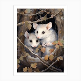 Adorable Chubby Baby Possum With Mother 1 Art Print