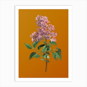 Vintage Chinese Lilac Botanical on Sunset Orange n.0360 Art Print