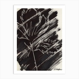 Black And White Leaf Ink Art Print