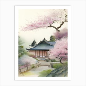Adachi Museum Of Art, 2, Japan Pastel Watercolour Art Print