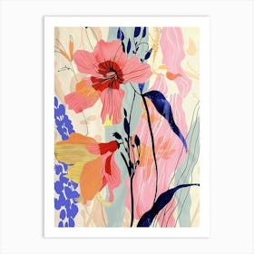 Colourful Flower Illustration Larkspur 4 Art Print