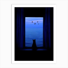 Cat Looking Out The Window Art Print