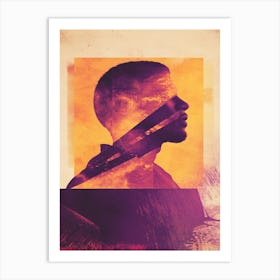 Portrait Of A Man Poster Purple Yellow Art Print