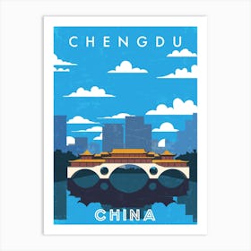 Chengdu, China — Retro travel minimalist poster Art Print