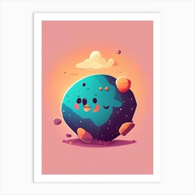 Asteroid Kawaii Kids Space Art Print