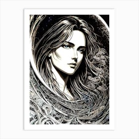 Woman With Long Hair Art Print