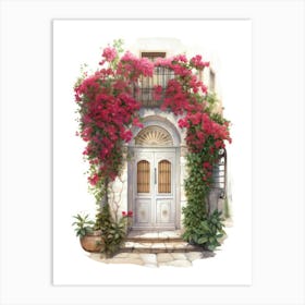 Tarragona, Spain   Mediterranean Doors Watercolour Painting 4 Art Print