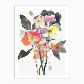 Hellebore 1 Collage Flower Bouquet Art Print