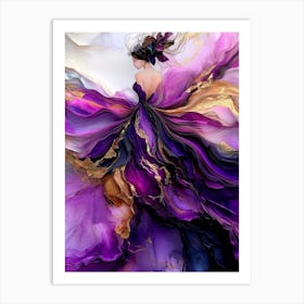 Purple And Gold Abstract Painting Art Print