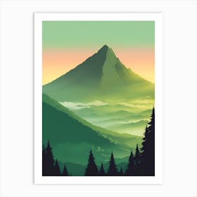 Misty Mountains Vertical Composition In Green Tone 114 Art Print