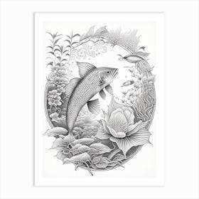Hikari Mujimono, Koi Fish Haeckel Style Illustastration Art Print