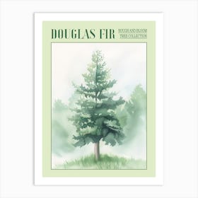 Douglas Fir Tree Atmospheric Watercolour Painting 2 Poster Art Print