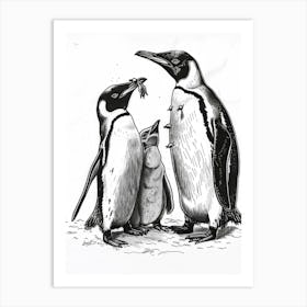 Emperor Penguin Feeding Their Chicks 2 Art Print