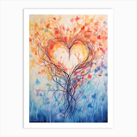 Orange To Blue Gradient Tree Heart 2 Art Print