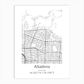 Altadena,United States Minimalist Map Art Print