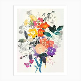 Lantana 2 Collage Flower Bouquet Art Print