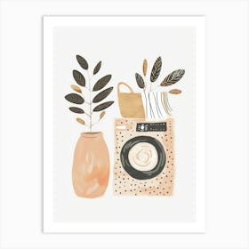 Washing Machine And Plants Art Print