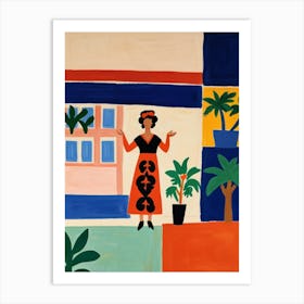 Woman In Front Of A House Art Print