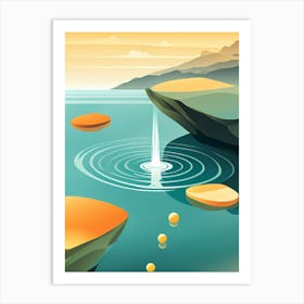 Meditative Water Fountain VECTOR ART Art Print