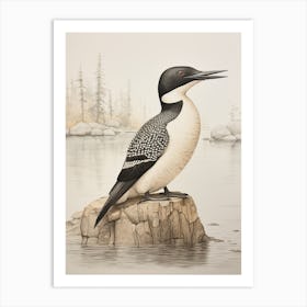 Vintage Bird Drawing Loon 1 Art Print