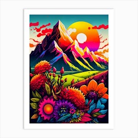 Colorful Mountain Landscape Art Print