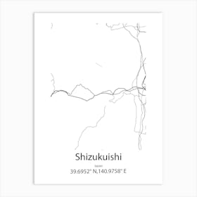 Shizukuishi,Japan Minimalist Map Art Print