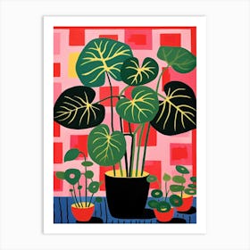 Pink And Red Plant Illustration Monstera 2 Art Print
