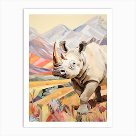 Profile Of Rhino Patchwork 1 Art Print